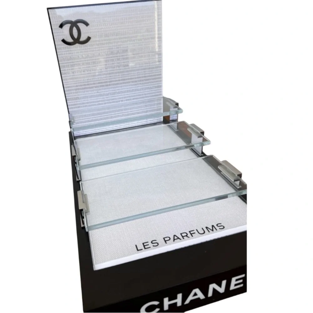 Authentic Rare CHANEL CRÉATIONS DES PARFUMS Lighted Acrylic Store Display Stand